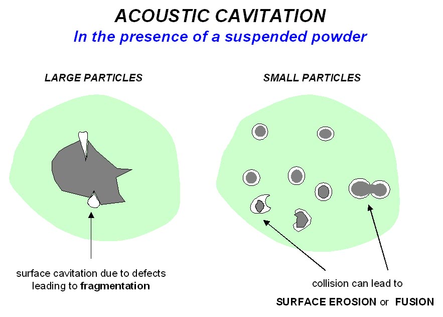 Acoustic cavitation in a liquid with a suspended powder